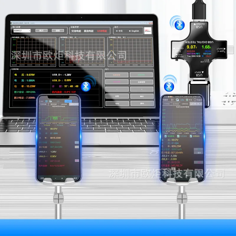 J7-C kolorowy ekran Tester USB miernik napięcia i prądu typu C PD miernik mocy Bluetooth wersja komunikacyjna