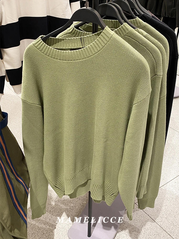 

MAMELICCE Оригинальный дизайн, новинка весенней коллекции: мужской фактурный свободный свитер с круглым вырезом, простой пуловер, трикотажный топ.