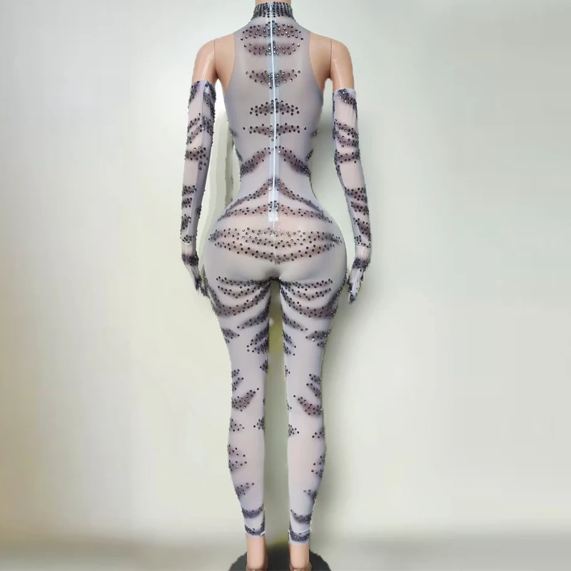 Drag Queen Kostüm Tiger Muster Strass Overall Frauen Pole Dance Rave Outfit Bar Nachtclub Dj Bühne Gogo Tragen XS10411