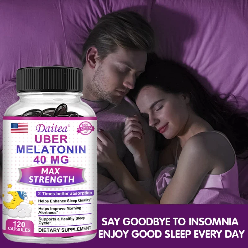 Daitea Super Melatonin Capsules-40mg Contain Vitamin C, Help You Fall Asleep Faster, Relieve Insomnia and Improve Sleep Quality