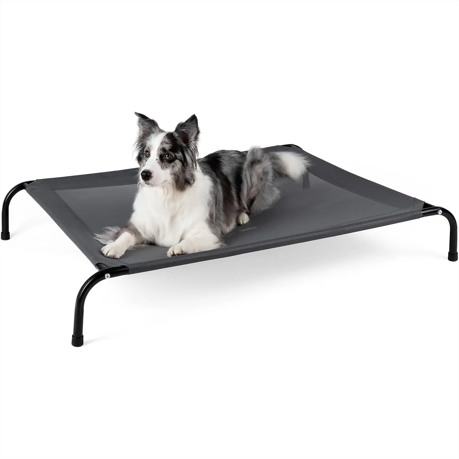 

50L X 32W X 8H Cooling Elevated Dog Bed For Large Dogs With Non-Slip Floor Protectors And Breathable Mesh Raised Indoor Outdoor Dog Cot Pet Hammock Grey