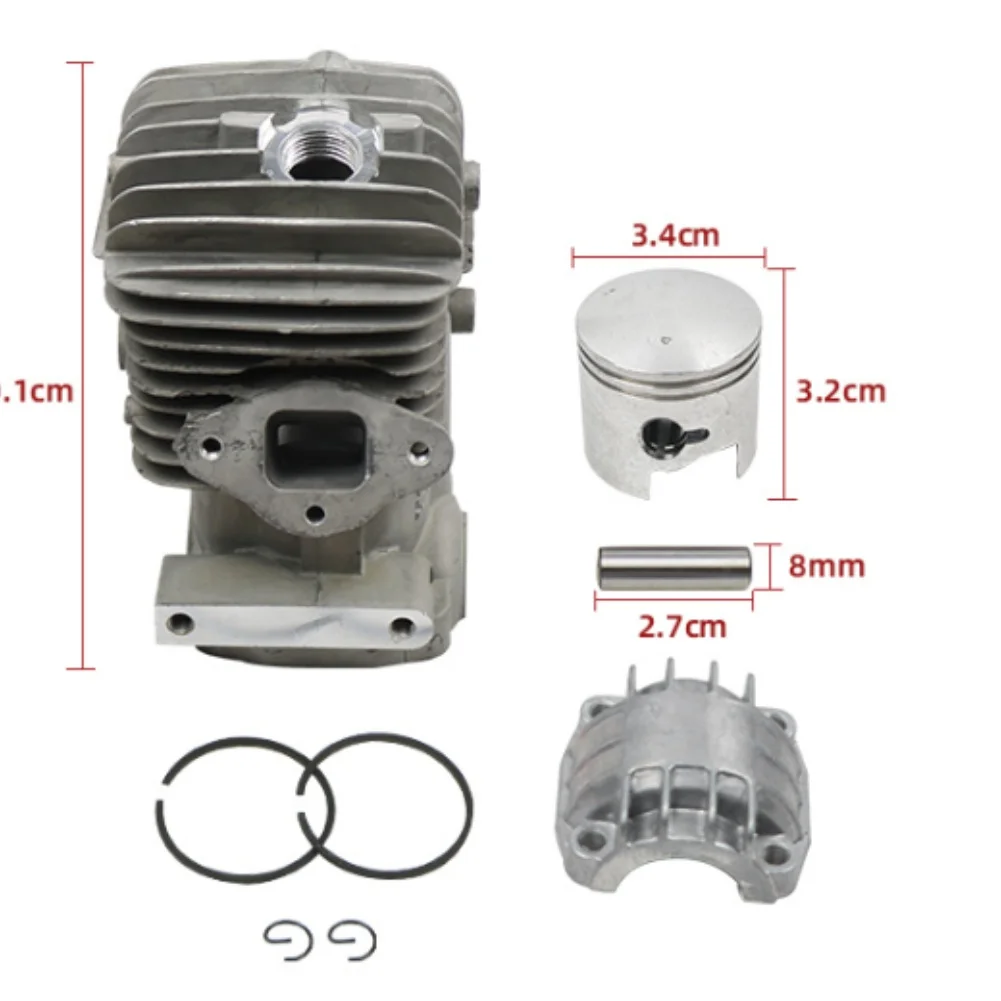 34mm Cylinder For Piston Kit For 25cc Chainsaw, Compatible With 2500 Series & Above, Chrome Plated Engine Assembly Replacement