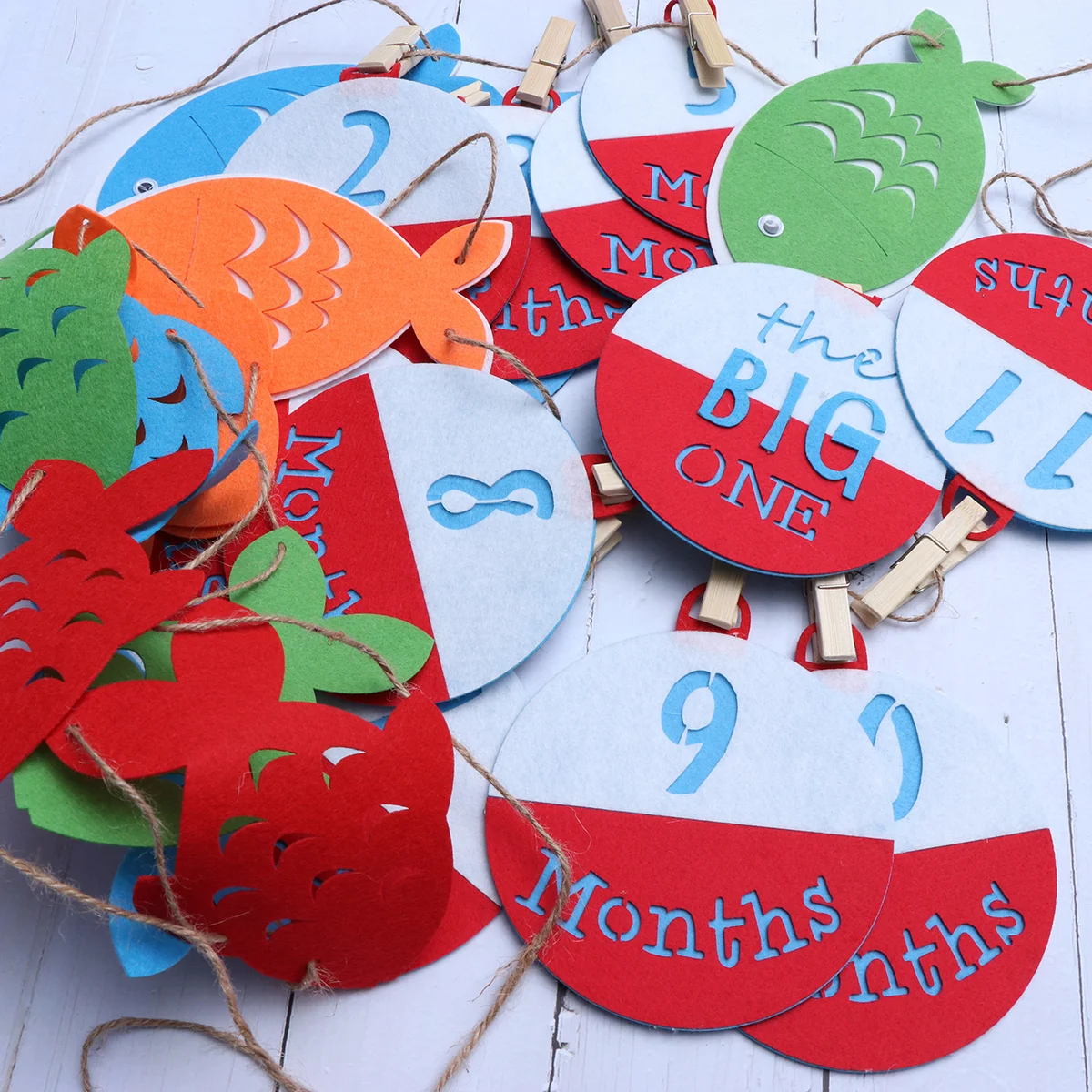 

2pcs Fishing Themed Photo Banner Hanging Party Decoration Linen Garland For Outdoor Indoor Events Wedding Birthday