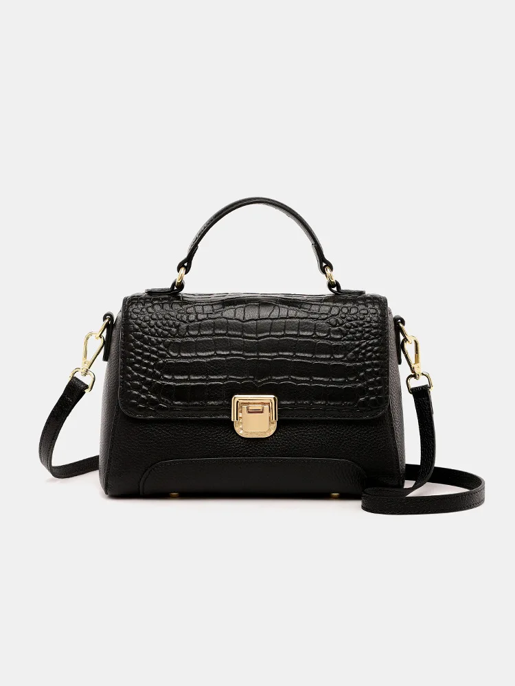 

Women's Bags 2024 New Niche High-end Handbags Fashionable Crocodile Pattern Genuine Leather Shoulder Crossbody Small Square Bag