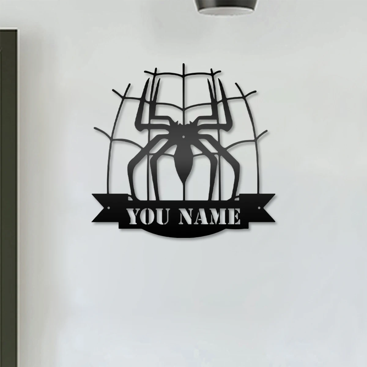 

1pc nice Spider webs and spiders Personalized name Iron Tin Wall Signs Metal Wall Plaque For Kids Room Living Room Home Decor