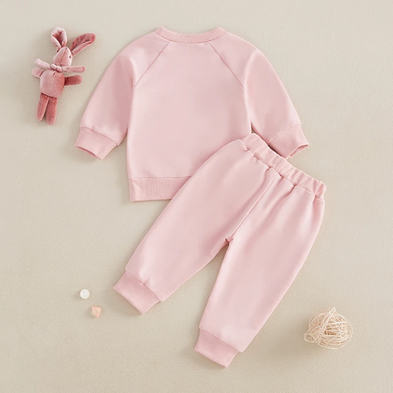 Adorable Baby Girl Easter Bunny Costume Cute Rabbit Print Hoodie and Jogger Pants with Pockets 2 Piece Outfit Set