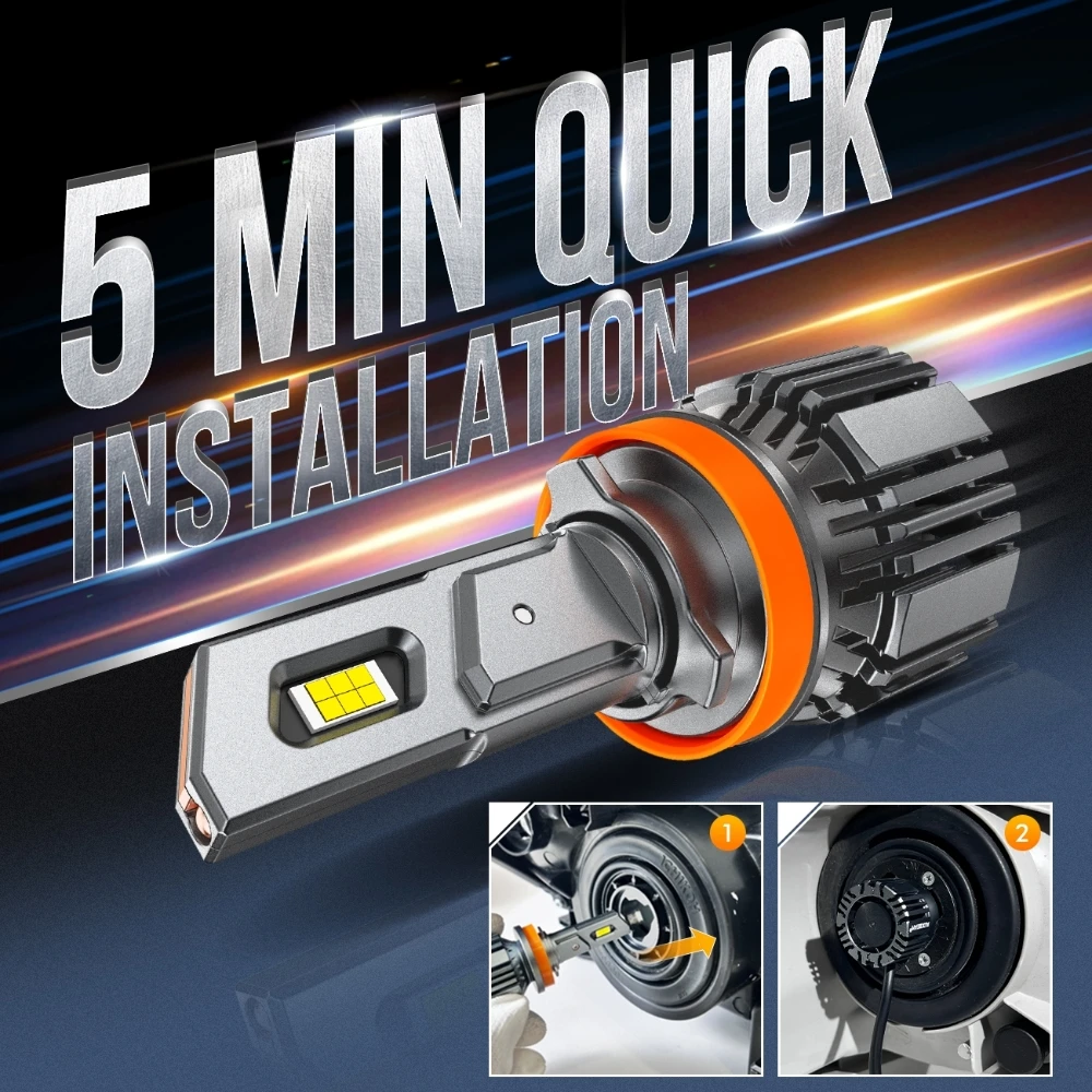 AUXBEAM Upgraded LED HEADLIGHT BULBS H1 H7 H11 9005 9006 20% SMALLER SIZE 20000LM 90W 6500K COOL WHITE LED Light Bulb F15 SERIES