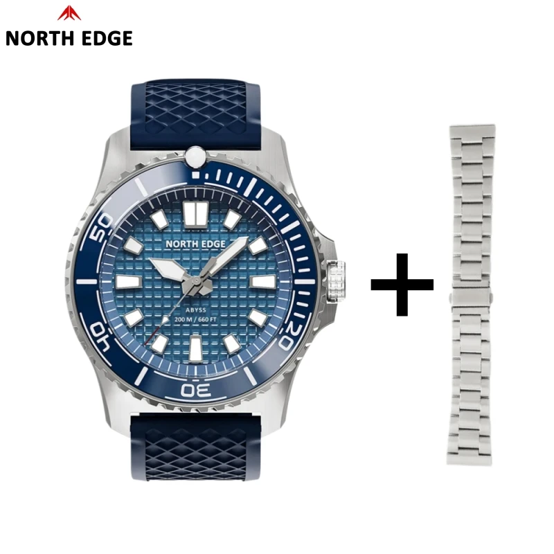 NORTH EDGE 2026 NEW ABYSS Solar Powered Dive Quartz Luxury Watch 200M Waterproof Dive Sports Watches 316L Steel 180+ Day Power image 3