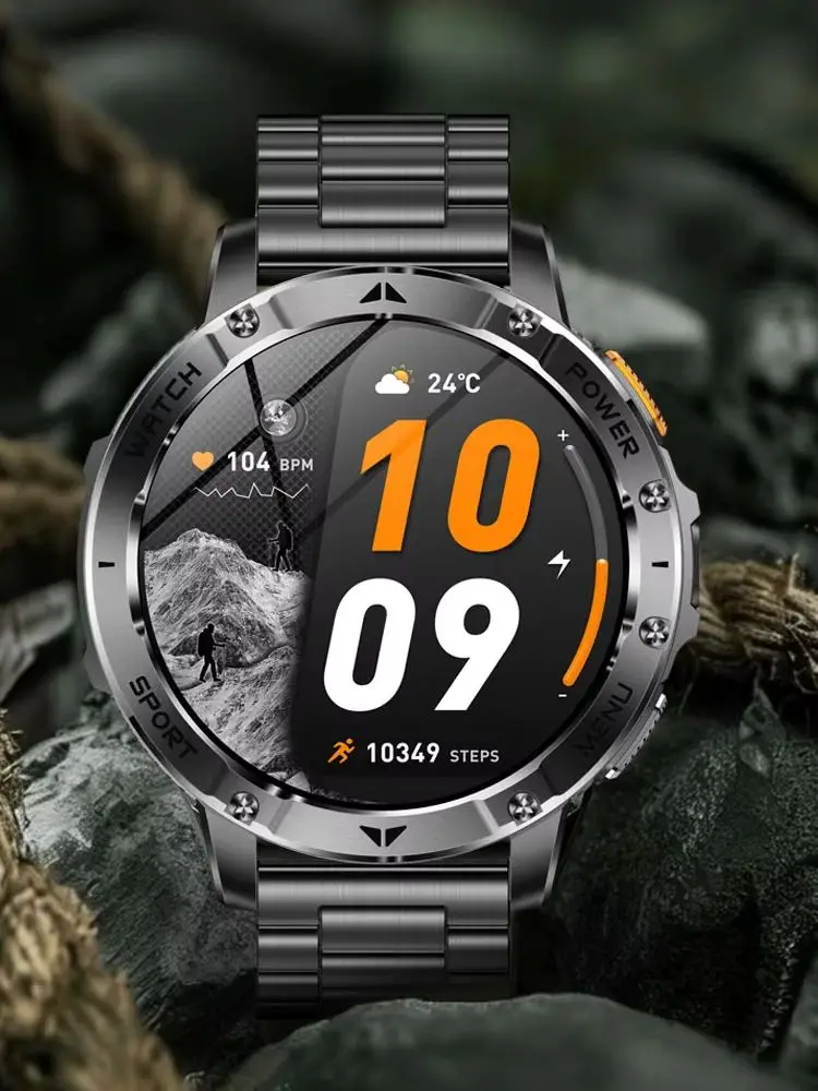 2026 Men's Outdoor Smart Watch with Built inGPS1100mAh Large Battery1.7-inch AMOLED Display 5ATMWaterproofBluetoothCall Function