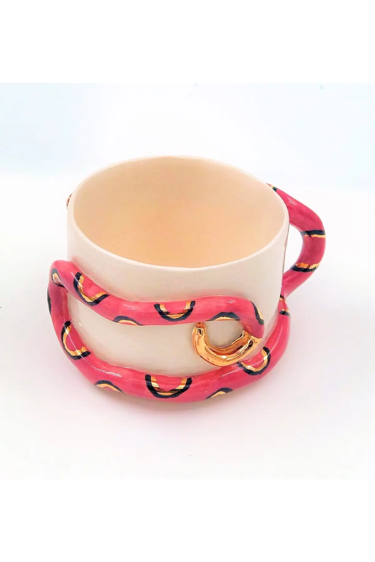 DOLBOVI 24 sterling gold embroidered, snake figure, 100 handmade, Mug handmade, Mug