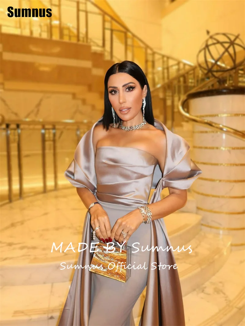 Eleganckie suknie balowe w stylu syreny Sumnus, bez ramiączek, z plisami, do ziemi, suknie wizytowe z szalem، فساتين سهرة na zamówienie