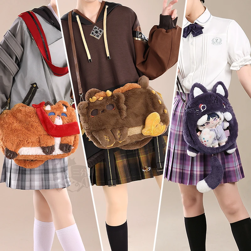 

Tartaglia/Zhongli/Wander Scaramouche Doujin Bag Cosplay Game Genshin Impact Casual Wear Plush Bag Coin Purse Costume