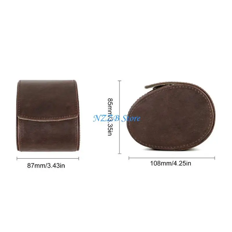 T21F PU Leather Watch Case Handmade Timepieces Storage Box Watch Travel