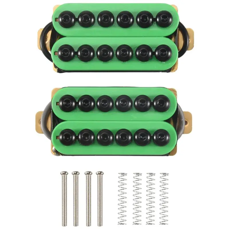 【Supernew】2Pcs Double Coil Electric Guitar Humbucker Pickup Bridge&Neck Magnet Invader Style Punk Green