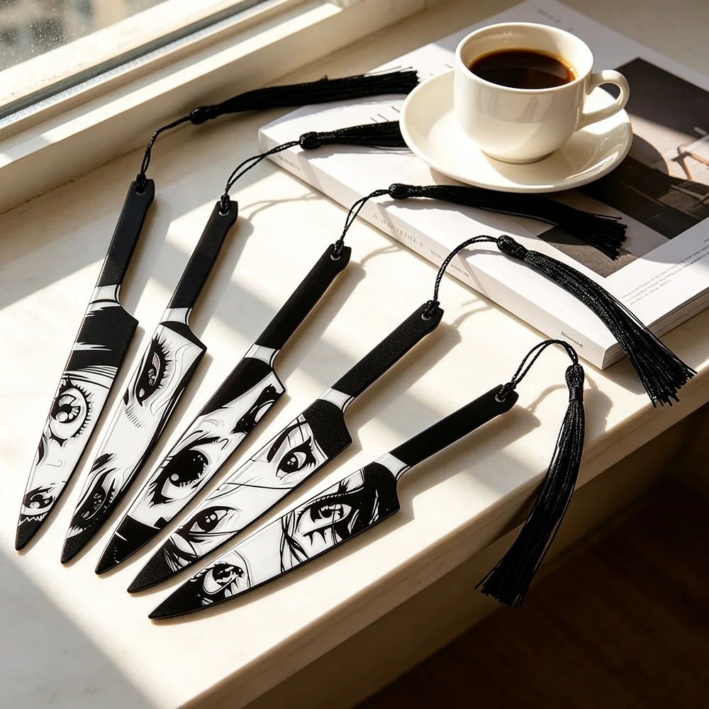 Anime Eye Acrylic Bookmark, Gothic Style Book Page Marker with Tassel, Reading Bookmarks for Library Study Office, Book Lovers G