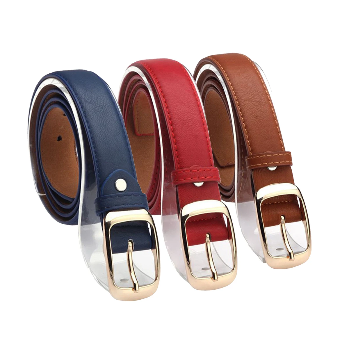 Fashion Women Silver Metal Alloy Ins Pin Buckle Square Belt Thin PU Leather Waist Bands Female Jeans Dress Luxury Waistband 2023