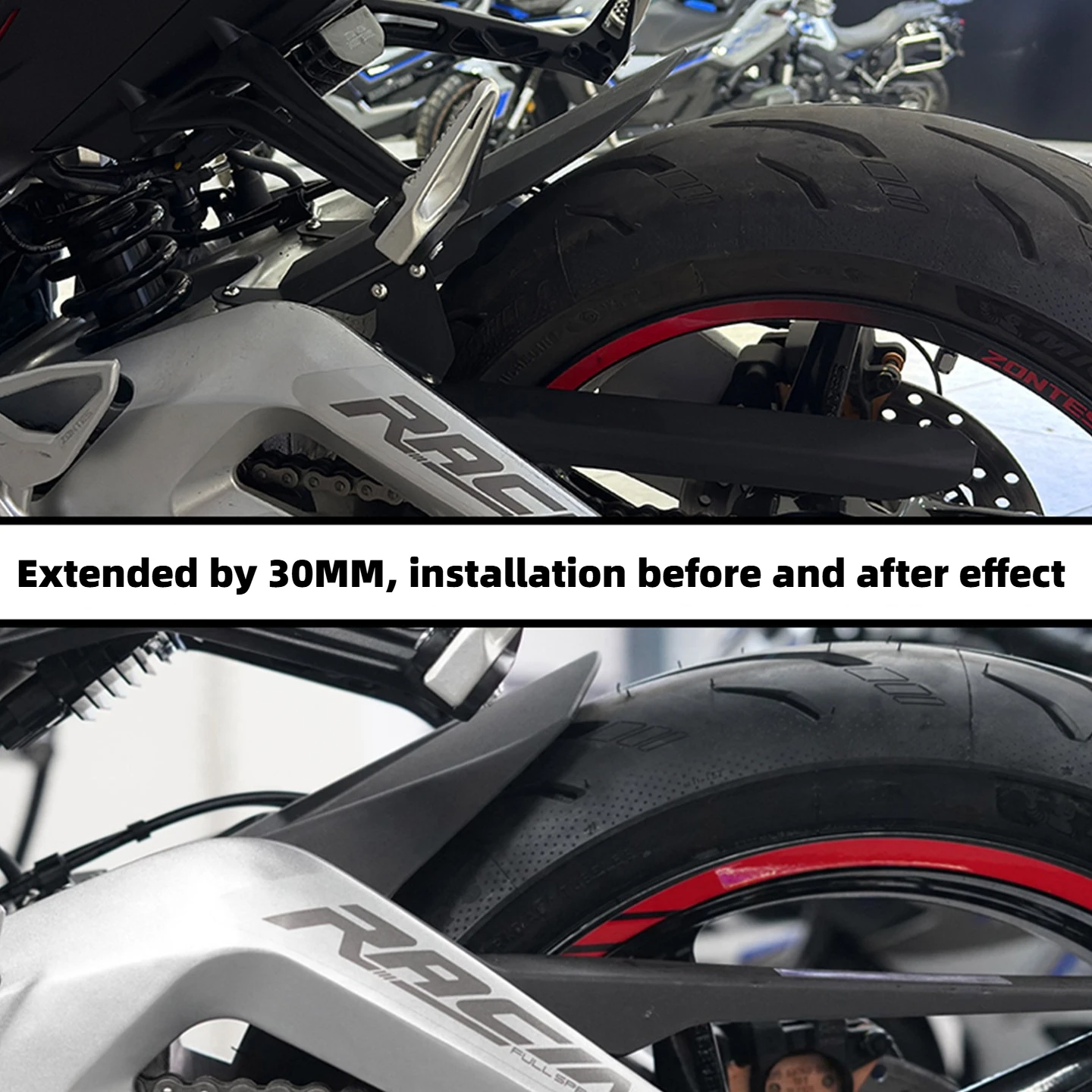 For ZONTES 703R 703RR Motorcycle modification extended rear fender mudguard chain guard protection cover accessories