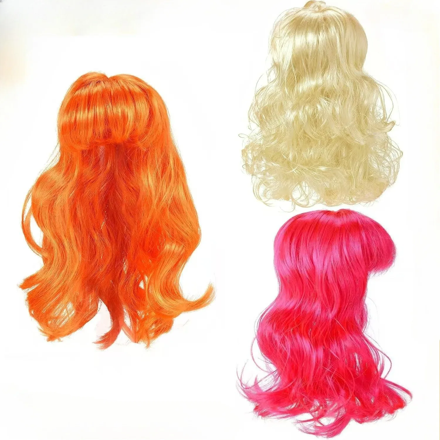 Pet Wig Long Curly Hair Blunt Bangs Wig for Dog Doggy Blue Orange Red Brown Blonde Headdress Cat Toupee Headgear Head Ornaments
