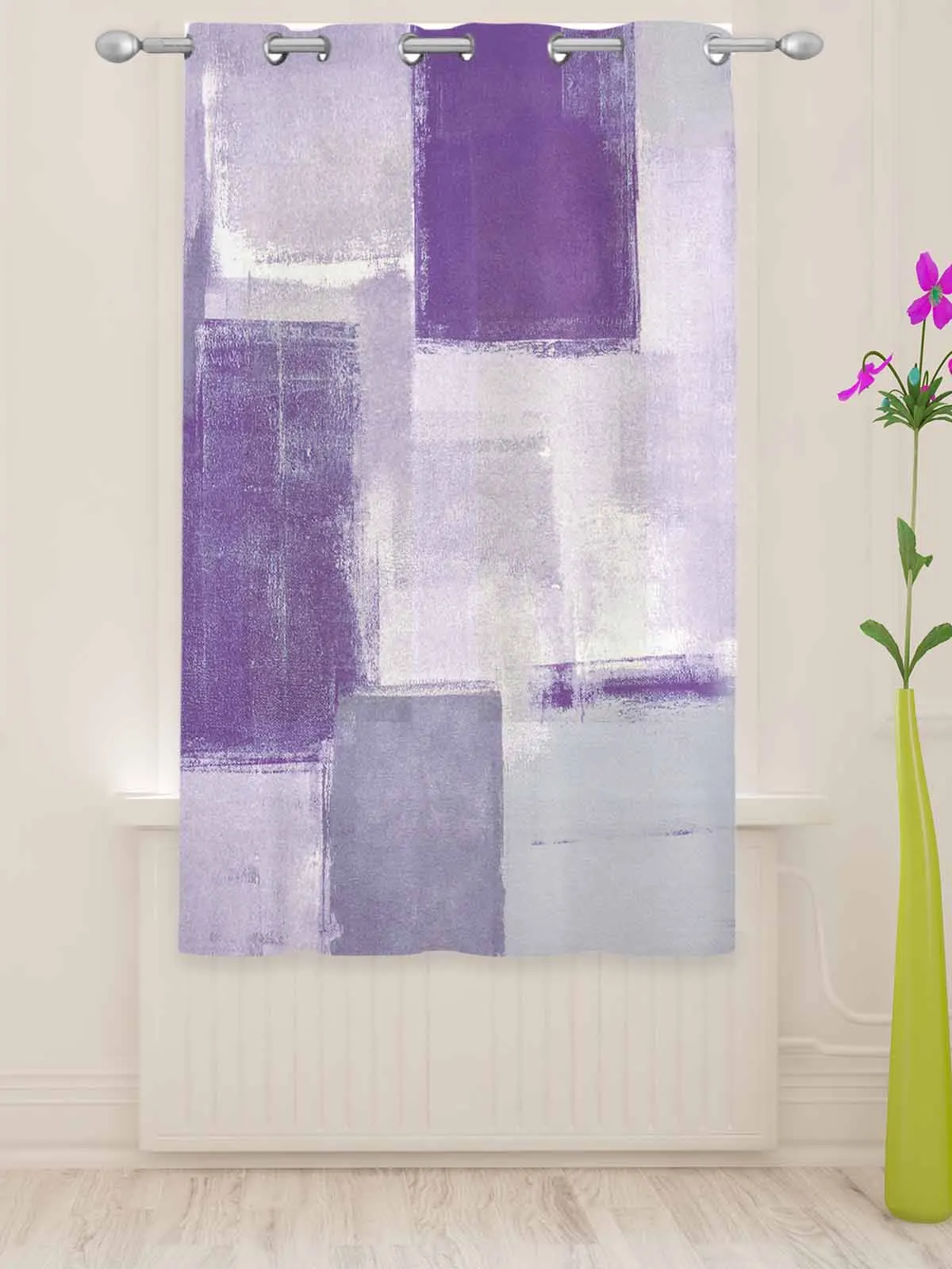 Purple Paint Square Graffiti Abstract Texture Sheer Curtains Living Room Window Voile Tulle Curtain Cortinas Drapes Home Decor