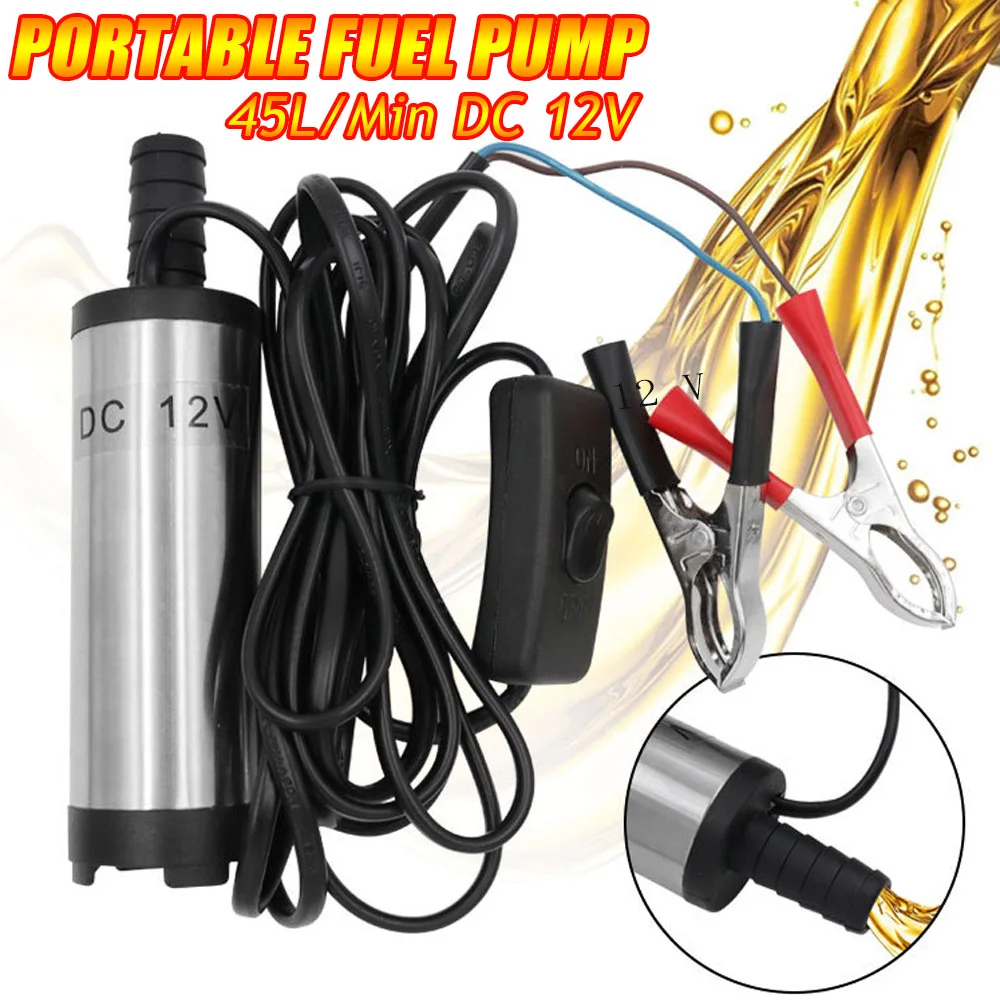 Electric Car Pump Portable DC12V Fuel Transfer Pump Water Oil Transfer Refueling Submersible Pump for Diesel Water Pump 30L/min