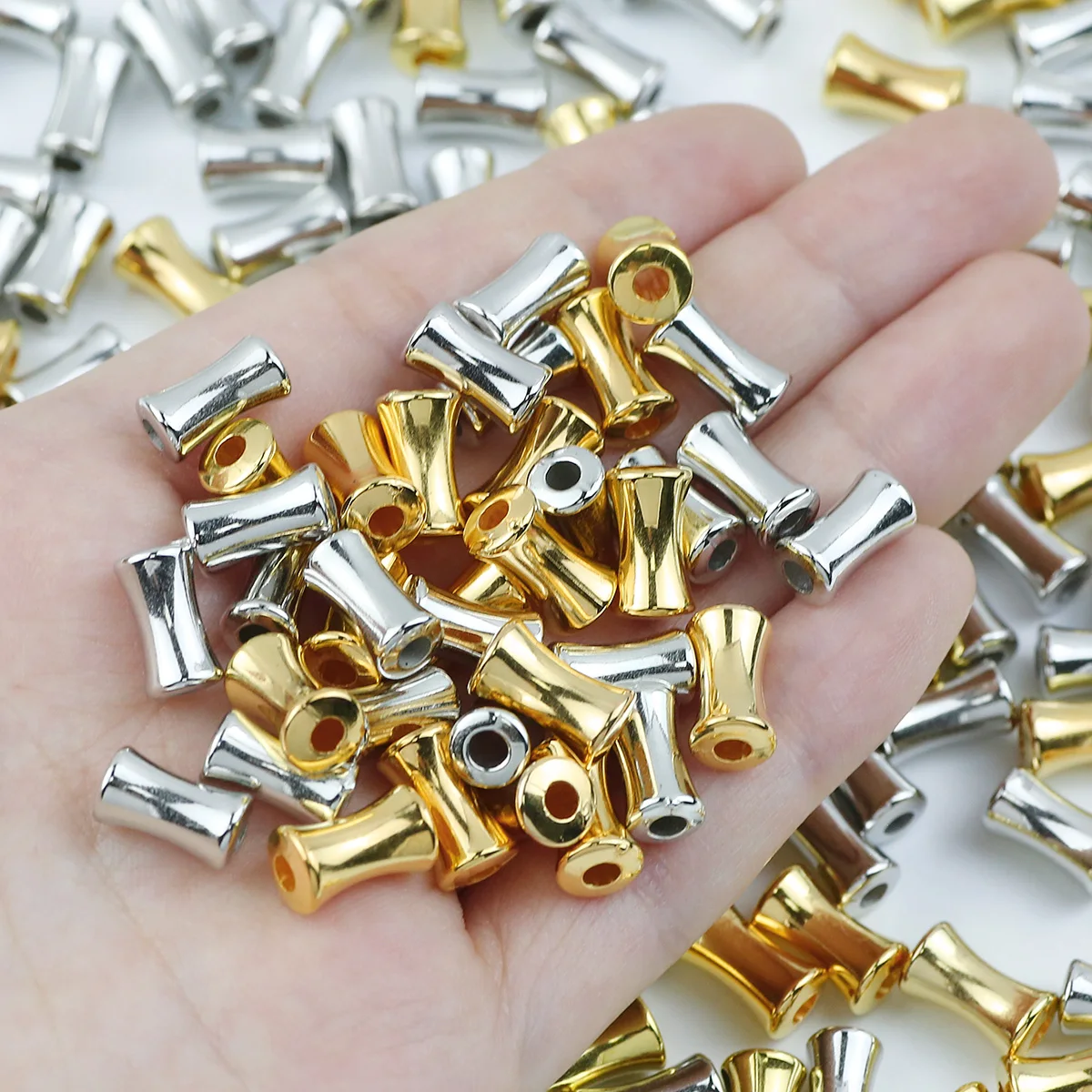 50/100pcs ccb Gold Silber Farbe Bambus Joint Tube Perlen für Schmuck Herstellung DIY Armbänder Halsketten Perlen Zubehör Zubehör