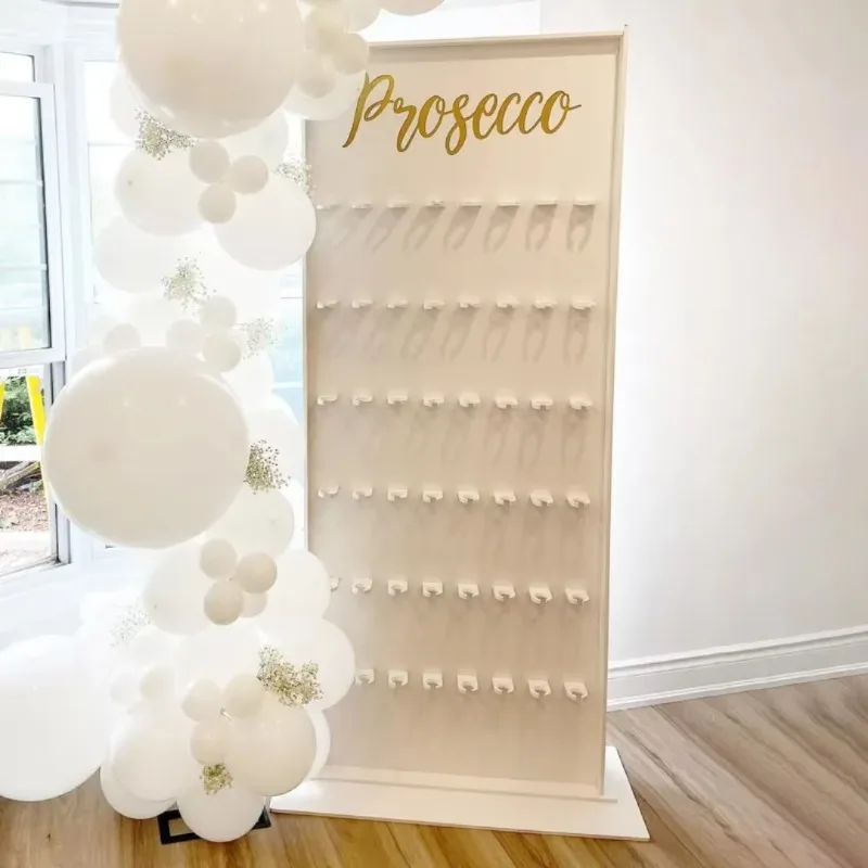 

New Arrival Wedding Party Decor Champagne Wall Glass Holder PVC Champagne Display Rack Wall
