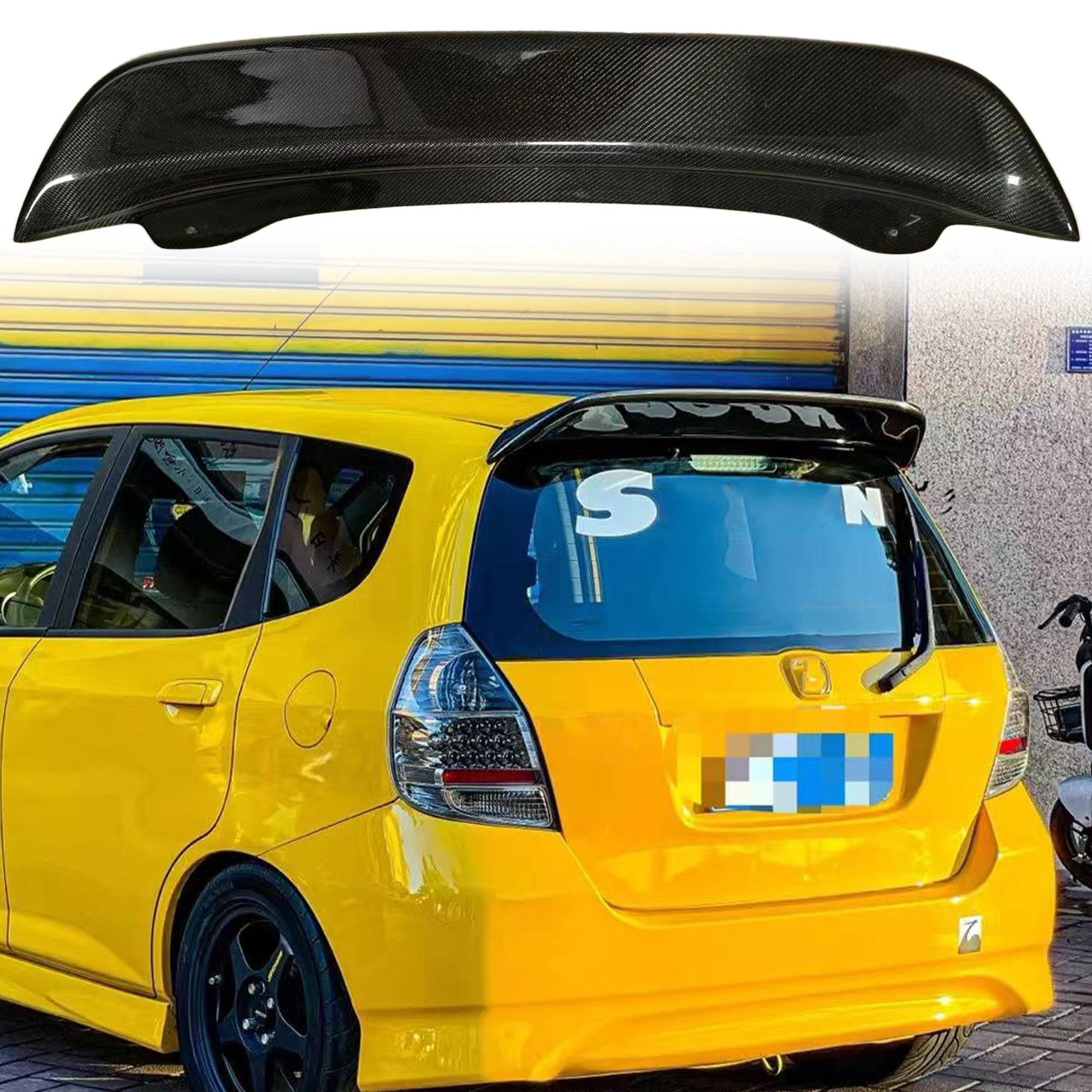 

For Honda 1st generation Fit GD3 GD1 2004-2008 carbon fiber rear trunk roof spoiler wing GT style