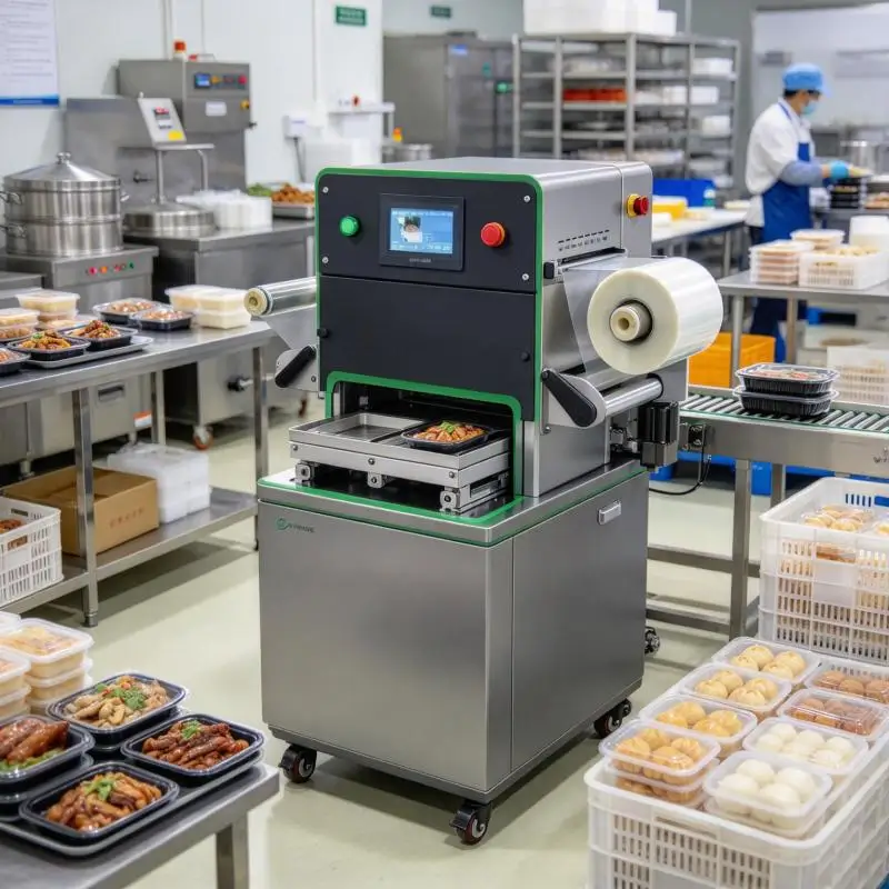 MAP Food Packaging Machine Automatic Modified Atmosphere Gas Flushing Tray Sealing Equipment