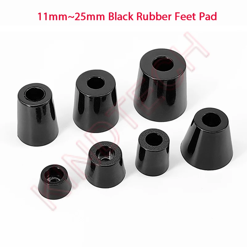 Black Rubber Feet Pad Dia 11mm~25mm Chair Furniture Leg Pad Speaker Shock Stand Absorber Non-slip With Gasket Floor Protector