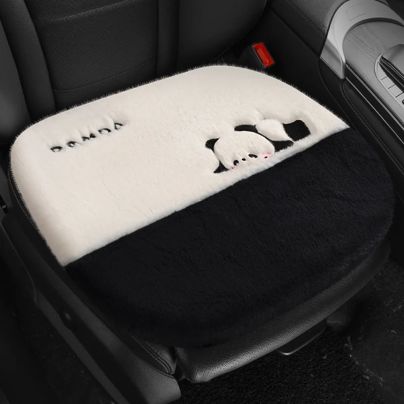 Winter Car Seat Cushion Cartoon Plush Seat Cushion Car Comfort Rear Universal Warm Single-piece Set Plush Non-slip Seat Cushion