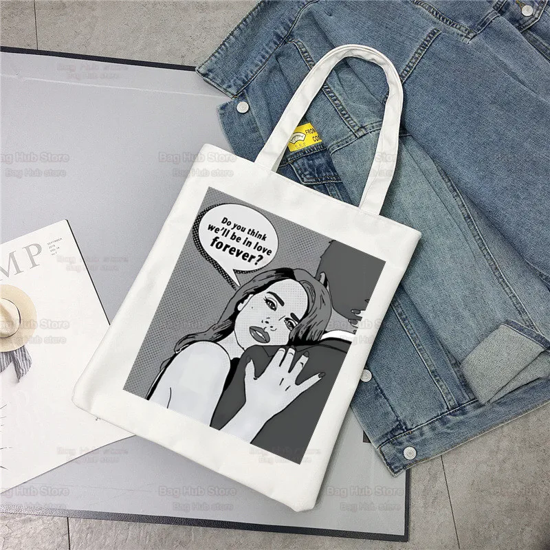 Lana Del Rey Ldr Borsa per la spesa vintage Shopper Eco Canvas Cotton Shopper Bolsas De Tela Borsa Shoping Riutilizzabile Sacolas