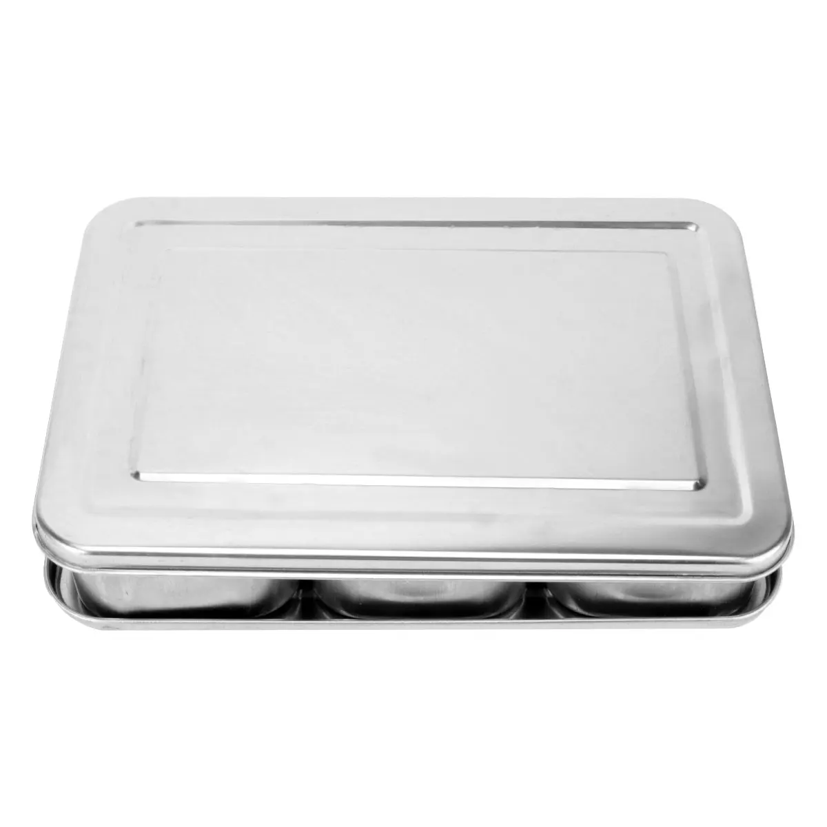 

Stainless Steel Seasoning Box Silver Kitchen Spice Jars Condiment Container Separate Compartments Dust Proof Freshkeeping