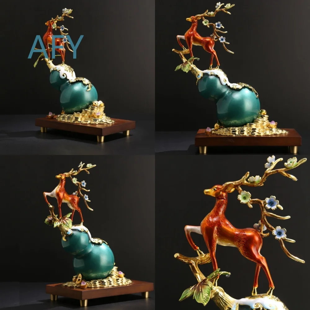 New Chinese Style Enamel Color Calabash Decor for Living Room Entryway Office Home Luxury Decoration Accessory for Home