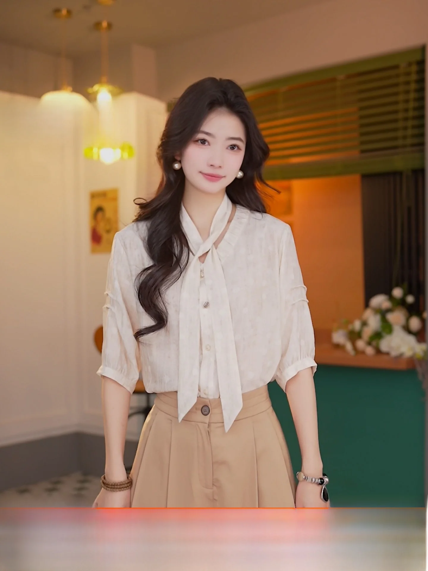 

Женская свободная блузка Ding Jiaxin Vintage, новинка 2025 года, высококачественная, для повседневной носки и делового стиля, модная, для офиса