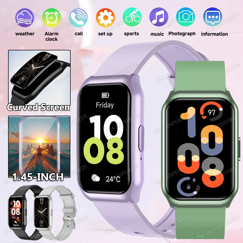 New Curved Screen Smart Watch 2026 Health Watch Heart Rate Blood Oxygen/Pressure Sleep Monitoring Sports Waterproof Smartwatch