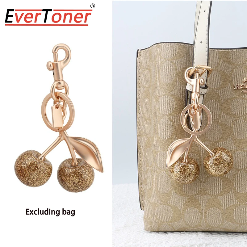 EverToner Delicate Alloy Cherry Pendant Women's Glitter Gold Cherry Fashion Bag Pendant Accessory Suitable