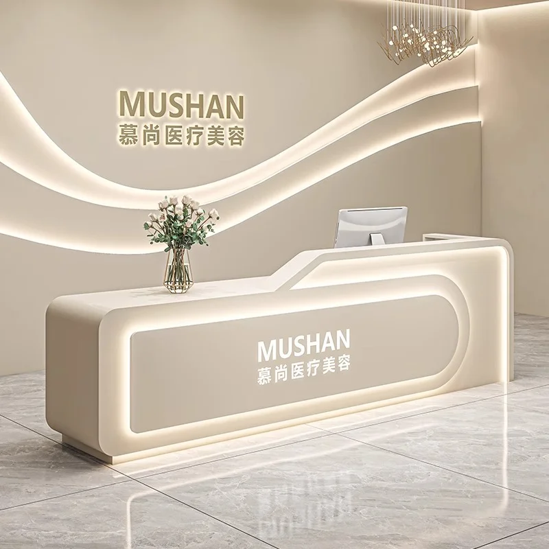 

Простые стойки регистрации с медицинской эстетикой, модные атмосферные стойки регистрации, легкая роскошная офисная мебель Meja Ernimaan YSJDT