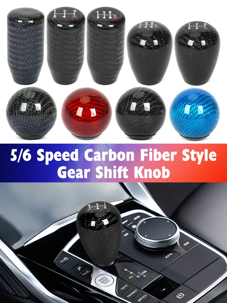 

5/6 Speed Carbon Fiber Style Gear Shift Knob JDM Universal Shape Manual Transmission Shifter Lever Knob 8MM 10MM 12MM