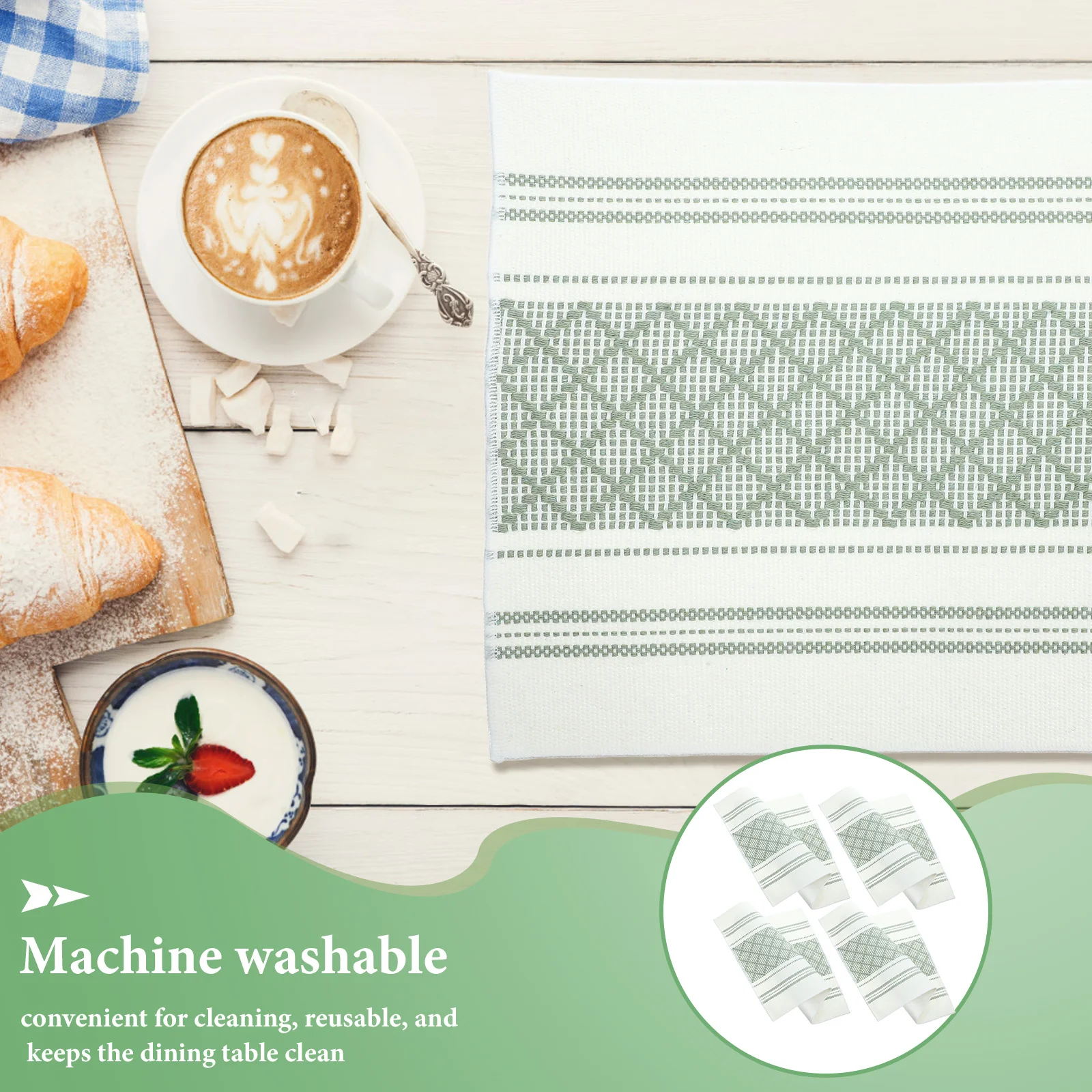 

4Pcs Placemats Dining Table Polyester Cotton Set Soft Comfortable Washable Kitchen Table Decor Mats Fall Holiday Decorative Mats