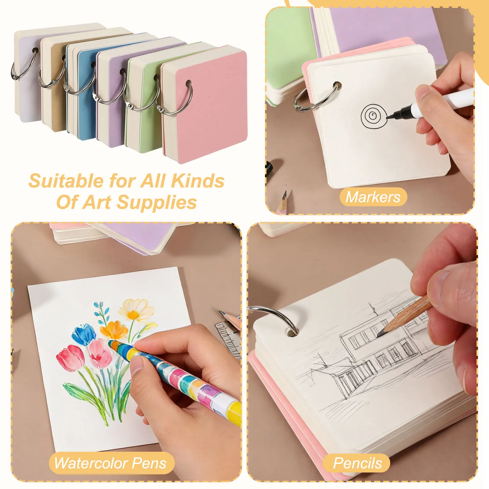 1/2Pcs Loose Leaf Hardcover Pocket Watercolor Sketchbook 230GSM Blank Travel Journal Sketch Book for Writing Drawing Painting
