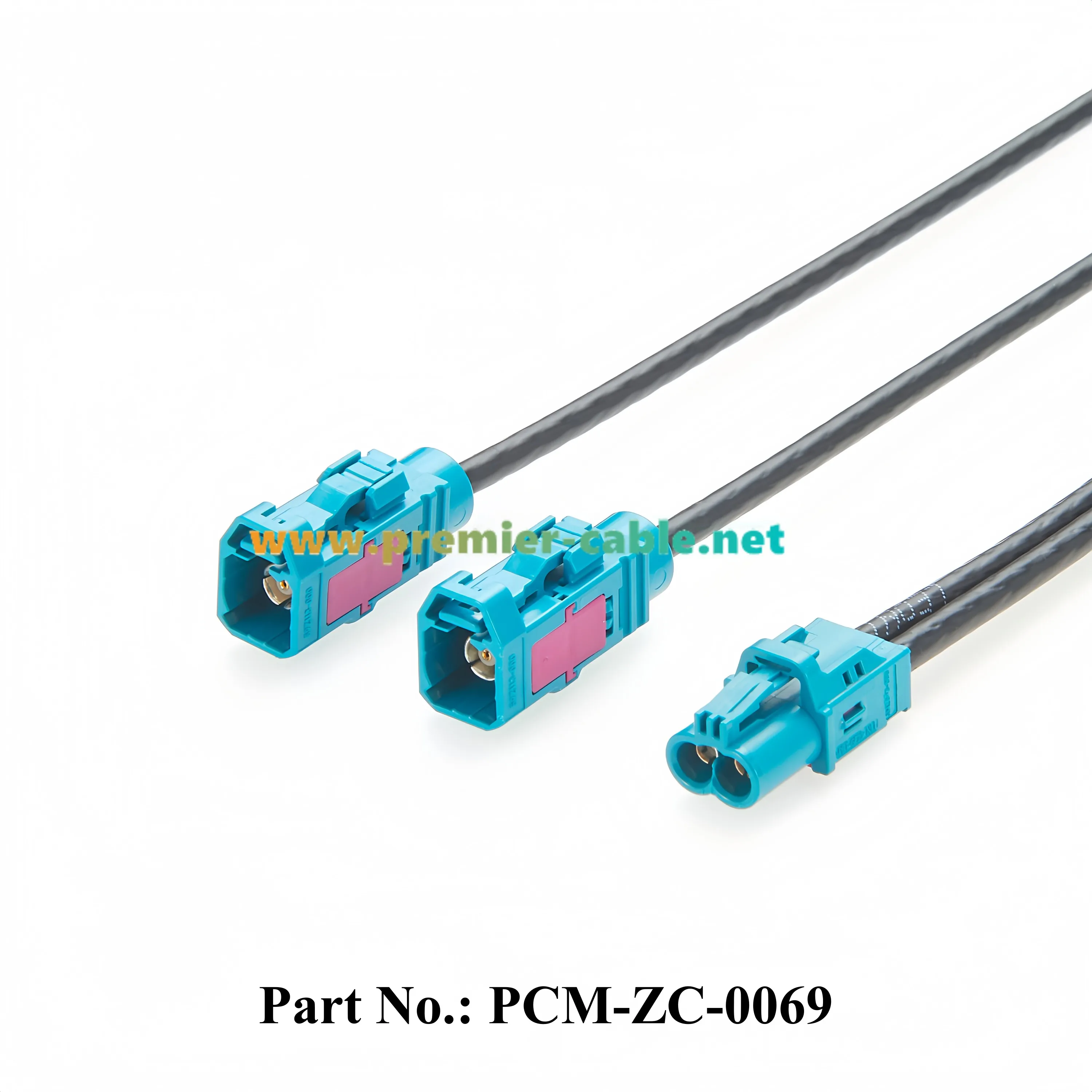 2-in-1 Dual-Core Mini-FAKRA-Z-Buchse auf 2 FAKRA-Z-Buchsen HF-Koaxialkabel-Baugruppen Rosenberger AMK12B-1M4Z5-Z & 59Z113-000-Z – Detail 1