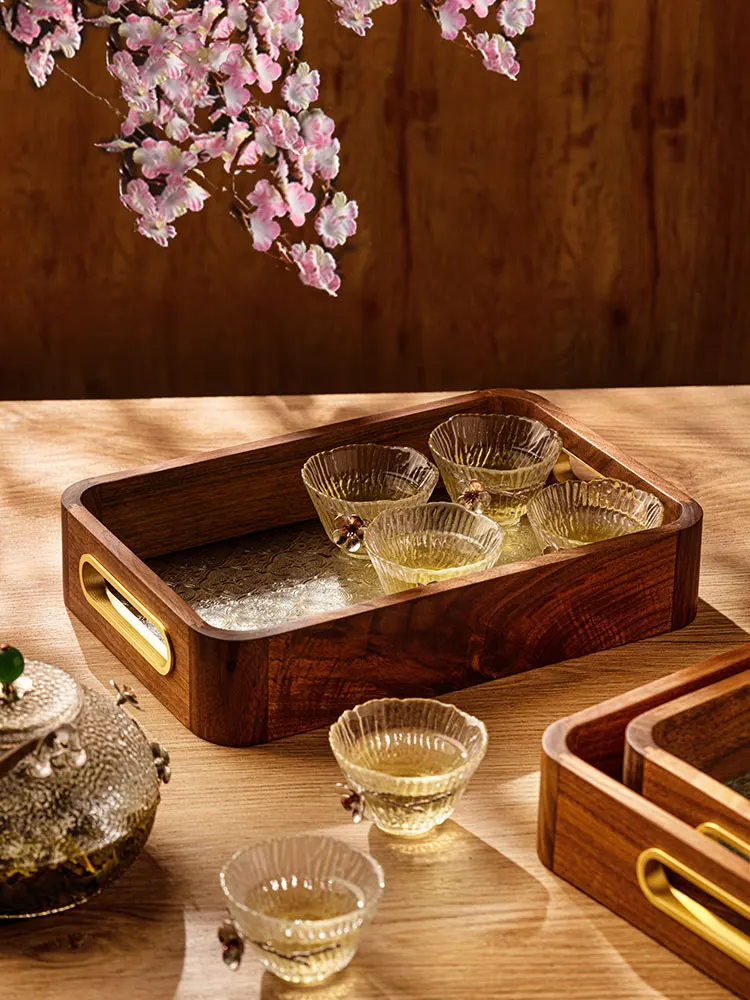 

Большой прямоугольный поднос из черного орехового дерева в винтажном китайском стиле для фруктов, для гостиной, кофейного столика, поднос для хранения, поднос для чайных чашек