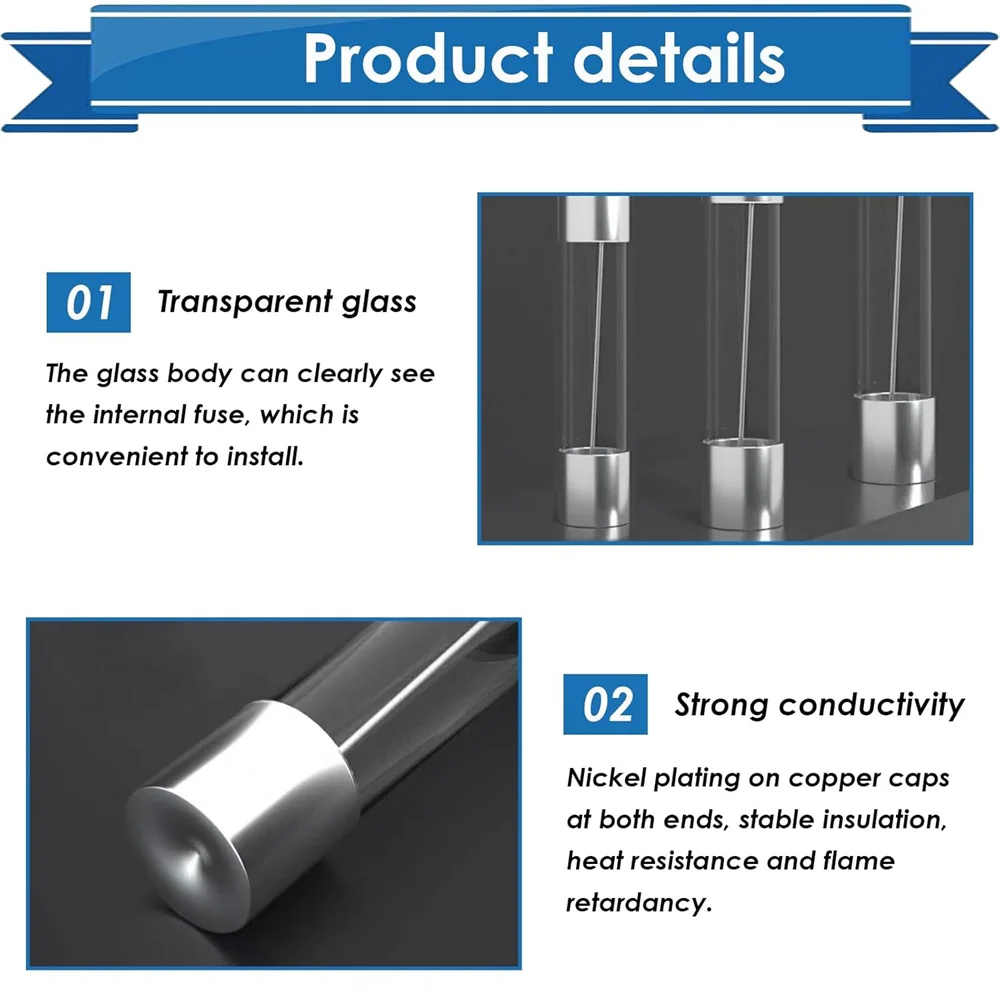 15 Values 150pcs Fast Blow Glass Fuses Kit 250V 0.5A 1A 1.5A 2A 2.5A 3A 3.15A 4A 5A 6.3A 8A 10A 12A 15A 20A 5X20MM  Tube Fuse