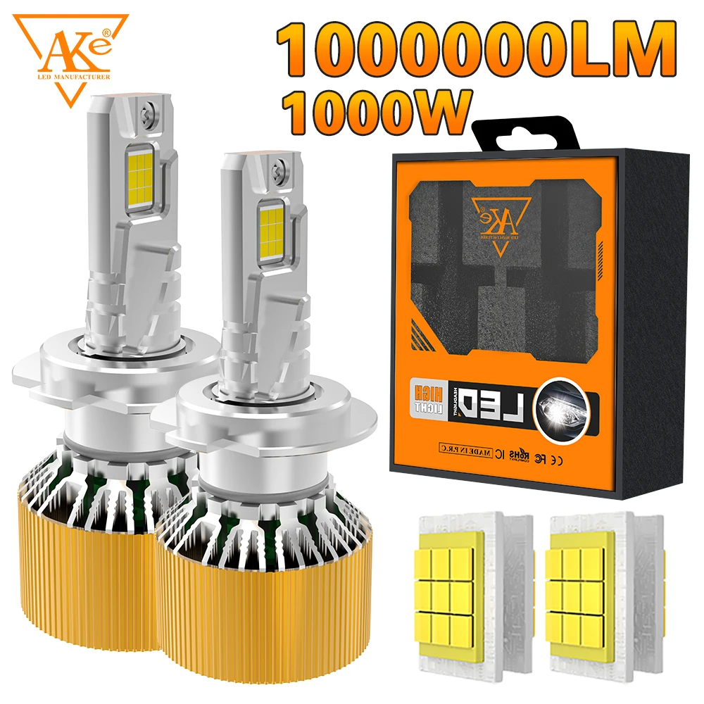 

1000W 1000000LM H7 Автомобильные светодиодные фары CANbus 1:1 Размер Plug and Play H4 H1 H11 9005 HB3 9006 HB49012 Противотуманные фары 6000K 12V Фара