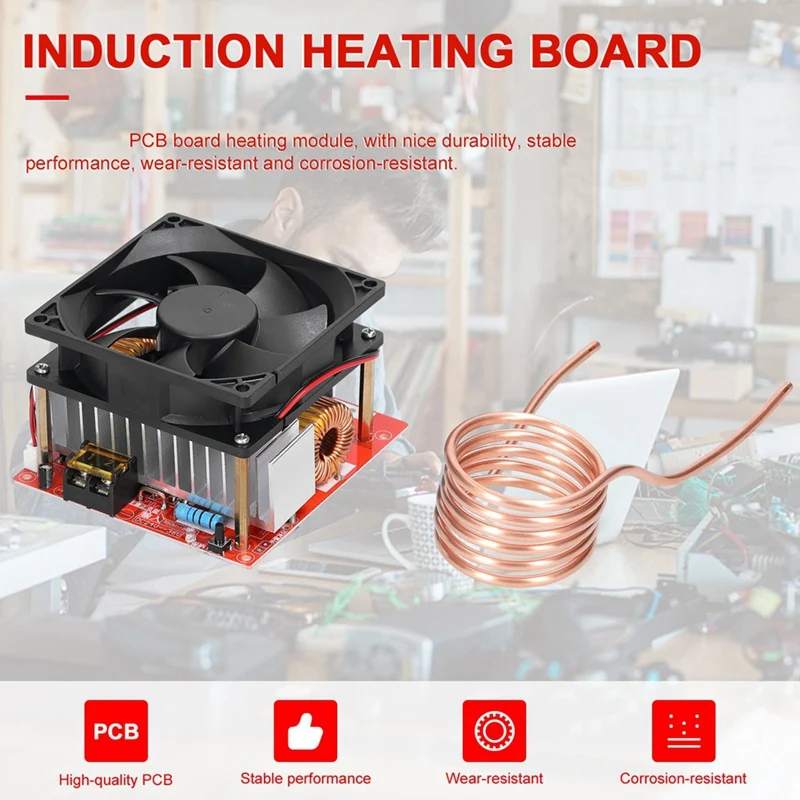 1000W ZVS Induction Heating Board Module 24-36V Low Voltage Heater Coil Flyback Driver Heater with Copper Tube for DIY-AC17