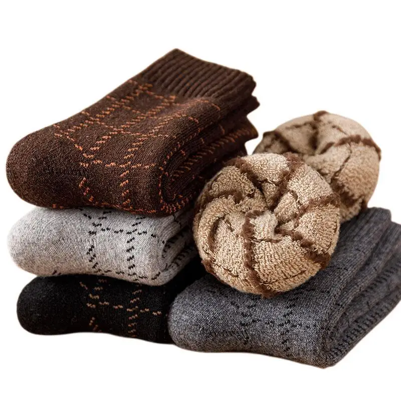 3 Pair Winter Men\'s Wool Socks Thick Warm Fashion Merino Wool Socks Men Long Business Casual Socks