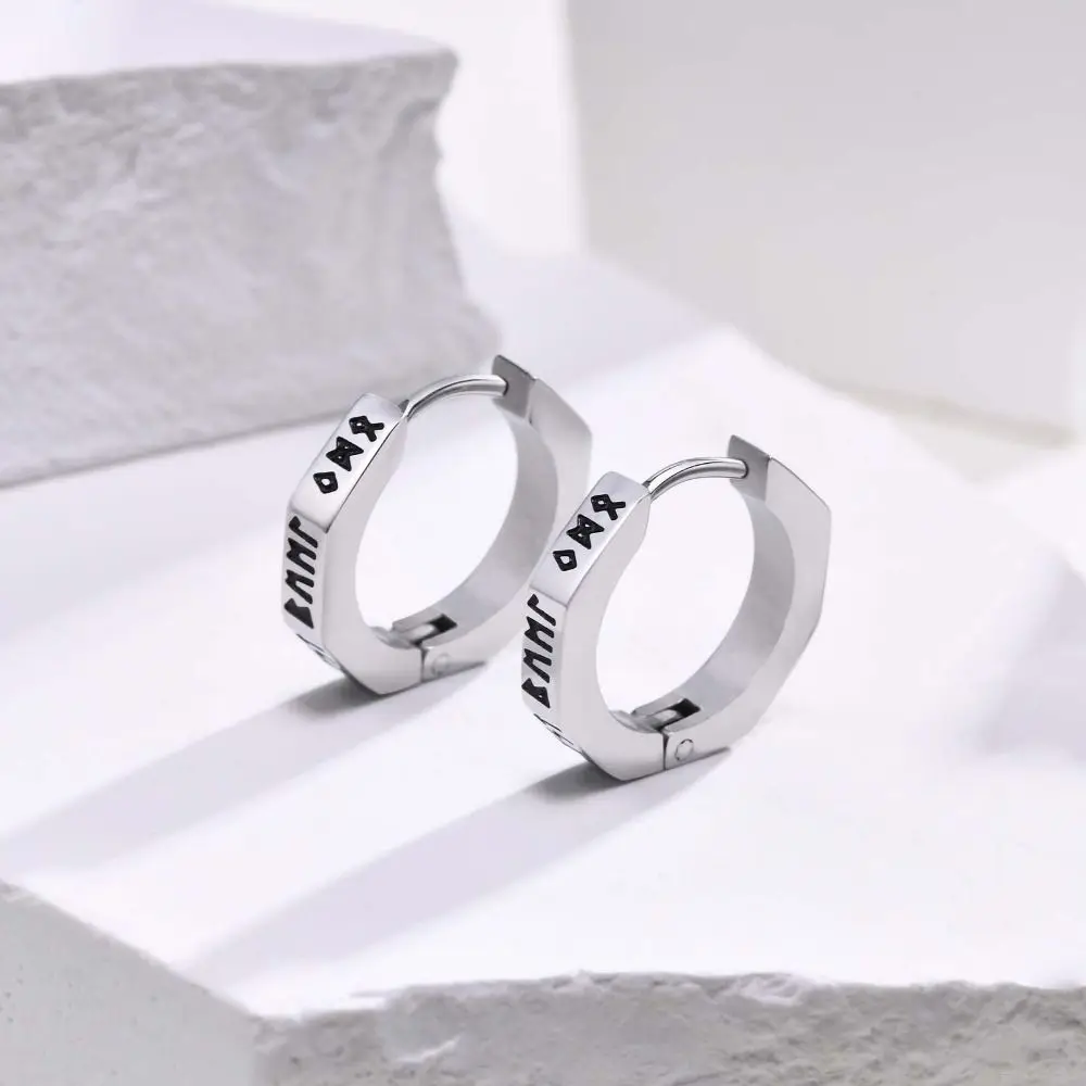 Hip Hop Men Hoop Earrings Cool Ear Buckle Korean Style Huggie Hoop Earring Stainless Steel Street Wear Men