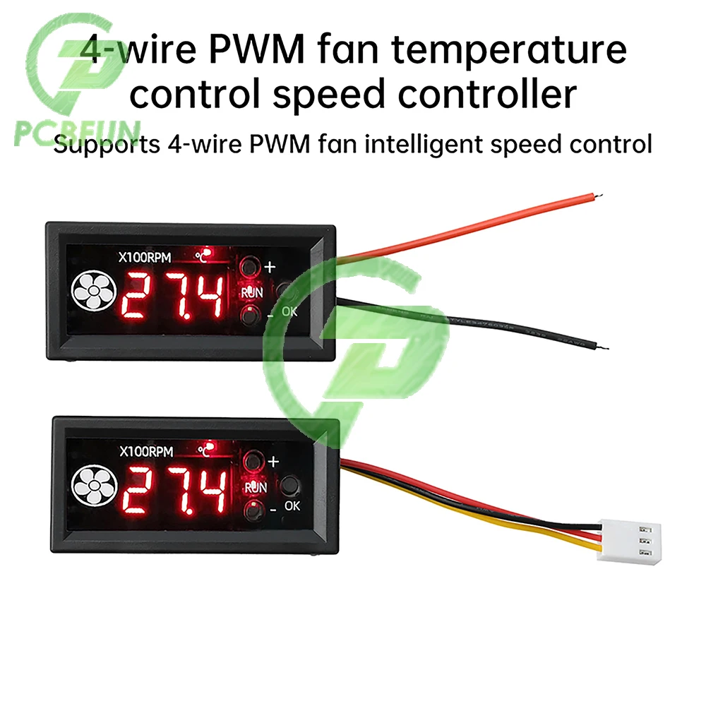 4 Draden DC12V 3A PWM Fan Temperatuurregeling Gouverneur Module Digitale Display Snelheidsregelaar Lage Temperatuur Uitschakelen