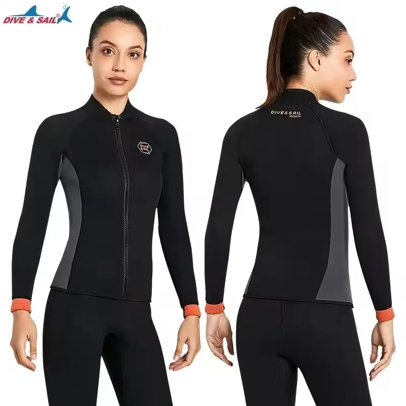 Neoprene 3MM Men Women Wetsuit Jacket With Zipper Scuba Diving Suit Surf Snorkeling Underwater Fishing Spearfishing Equipment