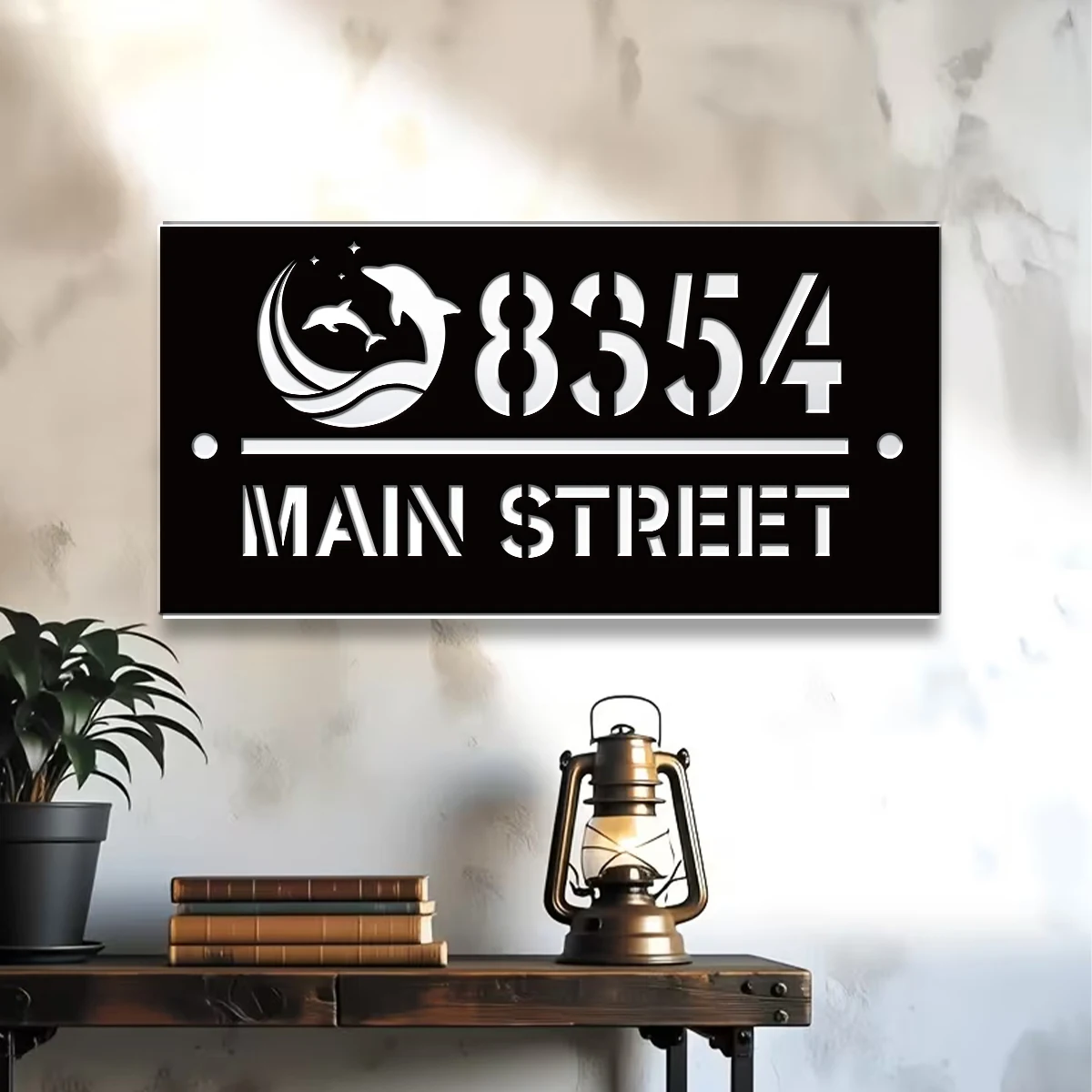 1Pc Custom Hope dolphins Number&Text Acrylic House Number Door Street Sign Plaque,Home Room Garden Decor,Birthday Wedding Gift